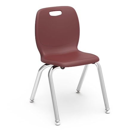 Virco N2 Series 14" Classroom Chair, Kindergarten - 2nd Grade with Nylon Glides - Wine Seat N214